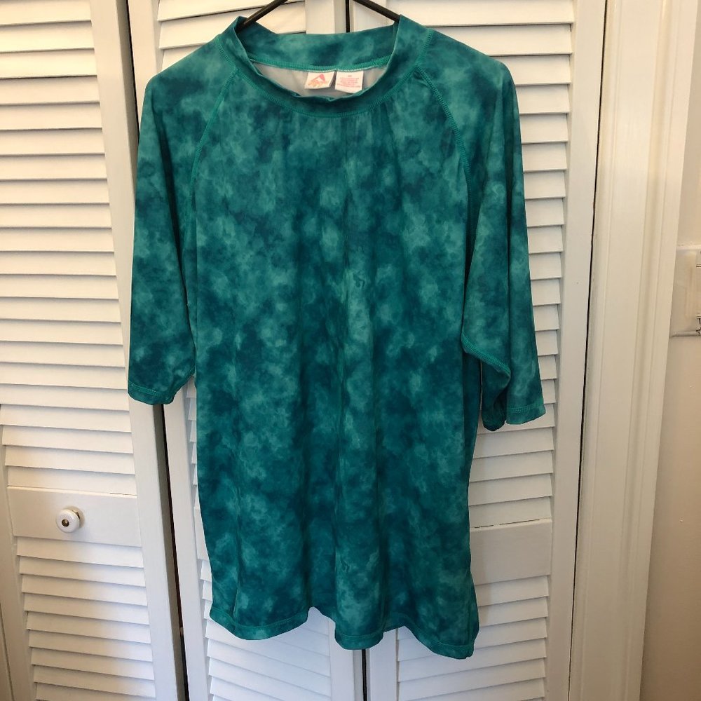 Okanu women green turquoise lagoon short sleeve 3X